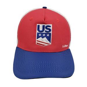 LL Bean Hat US USA Olympics Red White Blue Mesh Trucker Ball Cap Embroidered US